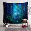 Natur skog Tapestry Night Scenery Wall Hängande Decor Starry Woodland Tenture Blanket Hem Lägenhet Dekoration Tillbehör