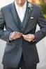 2019 wol grijs bruiloft smoking retro gentleman stijl op maat gemaakte herenpakken maat pak blazer pakken voor mannen 3 stuk (jas + broek + vest)