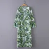 2019 nouveauté Saida de praia feuilles imprimé fleuri femmes Kimono Cardigan ouvert devant à manches longues haut Tropical Bikini couvrir