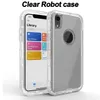 Transparent Heavy Duty Defender Case Shock Absorption Crystal Clear Case för iPhone XS Max XR 8 plus Samsung Not 9 S10 Nej Clip Opp Bag