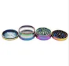 A New Type of 4-Layer Smoke Grinder with Colored Zinc Alloy 63mm Plate Side Transparent Metal Smoke Grinder