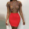 Fashion-Hot Colorful Polka Dots Suit-dress Super Sexy Transparent Wear Women Summer Bust Skirt 3XL Free Shipping DHL