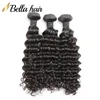 Indiano molhado e ondulado de profundidade de cabelo de trama de cabelo de trama de cabelo humano tecer cor natural 3 pçs / lote cutícula completa bellahair