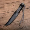 고정 블레이드 나이프 440C TANTO BLADE FULL TANG PARACORD 가죽 외장 H5397로 스트레이트 나이프를 처리합니다.