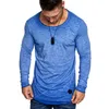 Sommar 2019 Nya Män Mode Casual Slim Elastic Soft Solid Långärmad Män T-shirts Male Fit Tops Tee T-shirt Streetwear Tshirt