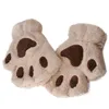Kvinnor Flickor Lovely Fluffy Bear Cat Plush Paw Claw Half Finger Handskar Mitten Winter Warm Fingerless Gloves YD0438