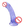 Dildo réel de 6 pouces avec une forte tasse à aspiration transparente Blue PVC Simulation Pénis Vagin Ass Massageur Sex Toy pour la SEX féminine6154223