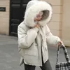 New Fashion 2019 Giacca invernale da donna con collo in pelliccia Cappotto imbottito con cappuccio femminile Capispalla corto da donna Parka Abrigo Mujer