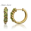 Fashion-Peridot 18k Yellow Gold Over Sterling Silver Hoop Earrings Genuine Gemstones Jewelry