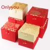 Multi Size Square Cotton Filled Jewelry Houten Doos Grote Gift Verpakking Chinese Zijde Brocade Doos Luxe Collectie Decoratieve Opbergdozen