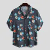 Mäns avslappnade skjortor sommar snygga strand män hawaiian skjorta lapel lös kort ärm andas andas 2021 toppar semester camisa mas232q