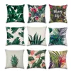 45x45cm Green Plant Pillow Case Decorative Home Sofa Nordic Cushion Covers Single-sided Printing Flowers Linen Pillow Cover BH0565 TQQ