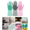 2Pcs=1set Rubber silicone dishwashing gloves heat-resistant and scald resistant household kitchen dishwashing vegetable washing pet bathing gloves