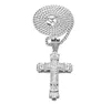 Nouveaux colliers pendentif croix Chram rétro avec collier hip hop diamant femme homme avec longue chaîne cubaine couleurs argent et or