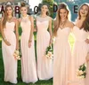 Neue erröten rosa Chiffon Brautjungfer Kleider eine Schulter Falten formelle Kleider Abendkleider Hochzeitsgast Kleid Ballkleid