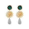 Fashion-new Za Bohemian Sun Flower Drop Earrings for Women Jewelry Trendy Metal Crystal Statement Earrings Accessories Bijoux