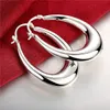 Boucles d'oreilles U stéréo vides en argent sterling plaqué DJSE115 taille 4,7 cm x 0,7 cm ; Boucle d'oreille Hoop Huggie en argent 925 pour femme