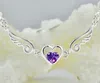 Fashion-Посеребренных Крыла ангела цепь ожерелье ожерелья сердце ожерелье Крыла сердце ожерелье подарок для женщин Рождественского подарок