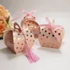 50 stks roze polka dot gunsten dozen bruids douche bruiloft verjaardag evenement zoete dozen verjaardag tafel decors levert