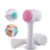 Brosse nettoyante pour le visage en silicone double face Portable Taille 3D Nettoyage du visage Vibration Massage Produit de lavage Outil de soins de la peau navire gratuit