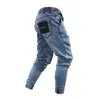 Fashion-Long Designer Mens Jeans Fashion Pockets Slim Light Blue Mens Pencil Pants Mid Waist Mens Trousers