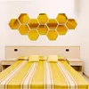 Decoração de parede hexagonal tridimensional de 7 peças, adesivo espelhado, decoração de quarto, faça você mesmo, arte de parede, decoração de casa