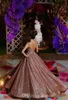 Rose Gold Sexy African Prom Dresses Beaded Crystals Backless Sequined Evening Gowns Sparkly Formal Party Homecoming Dress