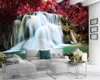 Wallpaper For Kitchen Fantasy Red Forest Large Waterfall Digital Printing HD Decorative Beautiful Wallpaper