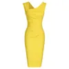 Kvinnors retro ärmlös Slim Business Pencil Dress Ladies Vintage Solid Color Mante Cocktail Party Bodycon Dresses GMX19070213Z