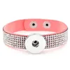 Pulseras anchas de cuero Noosa de 18MM, brazalete con botón a presión de jengibre, pulsera de diamantes de imitación para mujer, joyería DIY intercambiable