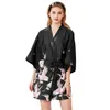 Robes de seda Mulheres Pijamas Com Decote Em V Vestido de Verão Robe Meia Manga das Mulheres Pijamas Roupão de Banho Sexy Vestidos de Noite Roupões de banho