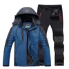 TRVLWEGO Men Winter Waterproof Fishing Clothing Warm Hiking Fishing Clothes Outdoor Camping Jackets Set Pants