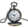 Montre de poche pour hommes en Bronze Antique 3D Cross Design Quartz horloge analogique avec collier pendentif chaîne reloj de bolsillo
