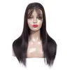 Brazilian Human Hair Wigs Virgin Straight Hair Middle Part 4x4 Lace Front Wig with Bangs for Black Women 180% Density Glueless Natural Color