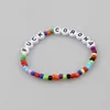 2020 Fashion Colorful bohemian beaded jewelry custom Acrylic letter alphabet beads bracelet Ethnic Style ealstic bracelets