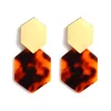 Boucles d'oreilles pendantes en résine acrylique clou géométrique en métal diamant hexagonal pour femmes bijoux Boho soeur amis maman