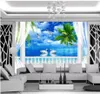 3d photo carta da parati High-end murale su misura in seta adesivo muro Blu cielo nuvole bianche paesaggio marino TV carte sfondo parete Papel de Parede