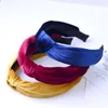 Nowy modny krzyżowy opasek na głowę Ed Turban Hair Band Elasted Velvet Bow Hoop Hair Akcesoria HEADWRAP186W