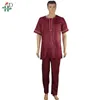 Ethnic Clothing H&D African Men 3 Pieces Set Mens Dashiki Shirt Africa Bazin Riche Outfit Clothes Dress Tops Pant Suits No Cap1