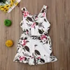 Baby Roupas Crianças Meninas Floral Impresso Jumpsuits Verão Sem Mangas Sem Mangas Macacões Moda Fashion Suspensórios Onesies Girl Sweet Outfits AYP655