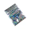 100pcs مجموعة 3 سحاب Glittery أحجام قفل الألومنيوم Foil Reusable Food Packaging Bags Mylar for Zip Reselable gifts Lock Pack Package