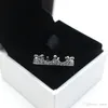 Mode 925 Sterling Silver Crown Ring Set Originele doos voor Pandora CZ Diamond Women Trouwringen