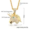 Fashion-Hip Hop Halsband Nya Gold Unicorn Pendent Halsband Ice Out Guldpläterad Hängsmycke Neckces Hiphop Jewlery