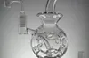 Hookahs 8.4inches Double-Deck Wormhole Glass Bong med 14 mm Frosted Bowl Quartz Banger Transparent Glass Reting Pipes Global leverans