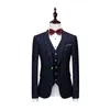 プリントブランドのネイビーブルーフローラルブレザーデザインパイズリーブレザースリムフィットスーツジャケット男性のウェディングスーツを持つ新しいメンズタキシード