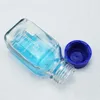 Labor liefert blaue Deckel Reagens Flasche Glas Quadrat transparent mit Maßstab 100 / 250/500 / 1000ml