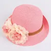 wholesale Été Enfants Floral Chapeaux De Paille Fedora Chapeau Enfants Visière Plage Soleil Bébé Filles Chapeau De Soleil Large Bord Floppy Panama Pour Fille