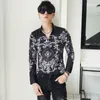 Baroque Shirt Men Paisley Print Slim Fit Shirt Men Autumn Long Sleeve Chemise Homme Manche Longue Flower Shirts