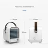 Mini Portable Air Coolers conditioner Small USB Rechargeable Desktop Cooling Fan Built-in Ice Box with LED Night Light for Office Home