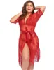 AvidLove Women Plus Size Erotische Ondergoed Sexy Lingerie Lange Nachtkleding Kant Mesh Robe Nachtkleding en Start Riem Transparant